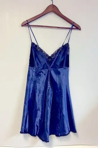 Frederick's of Hollywood Vintage Frederick’s of Hollywood Lace Trim Chemisier – Sapphire & Black, XL