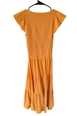 Nation Ltd Josie Square Neck Midi Dress in Mango