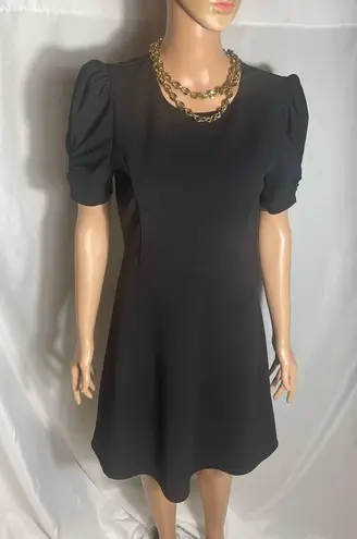 Enfocus Studio En Focus Studio Black Puff Sleeve A-Line Dress Size 10 Knee Length