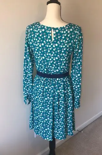 Kit and Sky Abstract Polka Dot Print Blue Dress Size XS Long Sleeve Belt…