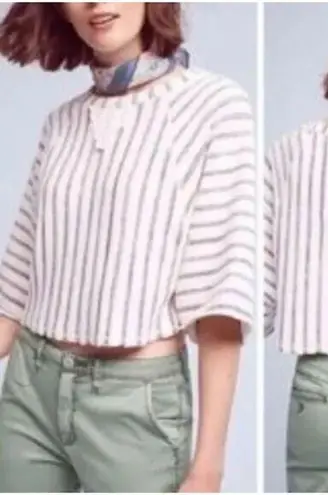 Anthropologie Dolan Coastal Stripes Terry Pullover XL Blue cream Blue