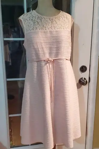Motherhood NWOT PINK SLEEVELESS SHIFT DRESS W/LACE TOP/FULLY LINED/SIZE LARGE
