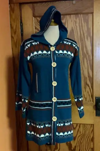 Vintage 70s OOAK. Bell sleeve Shacket Blue