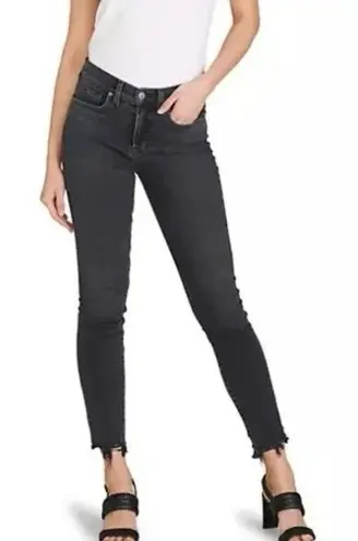 Veronica Beard Emma Mid-rise Skinny Jeans Washed Onyx Black Raw Hem stretch 29