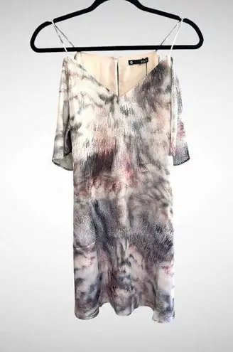 Krisa Revolve Los Angeles Abstract Watercolor Cold Shoulder Dress Size XS