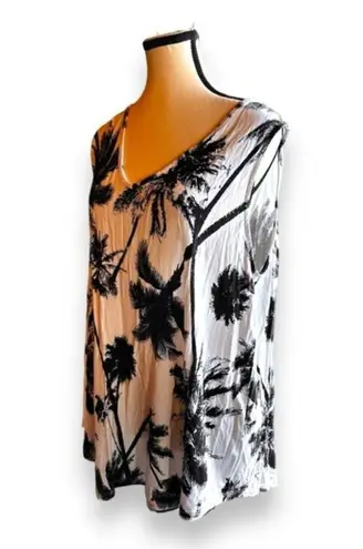 cupio Women’s 2XL Cupid Curvy Black and White Palm Tree Top 18 20 2X XXL