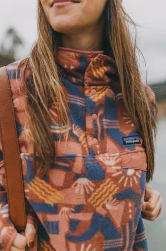 Patagonia  Synchilla Snap-T Fleece Pullover Canyon Block Sisu Brown Large EUC