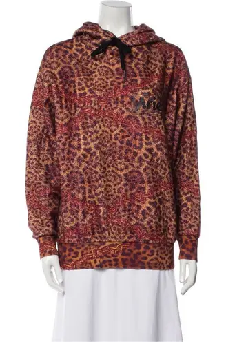 Aries Leopard Print Hoodie Sweatshirt Women’s S Black