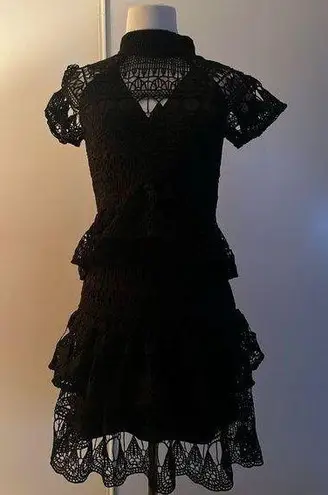 Pretty Little Thing  NWT black crochet dress Sz 4 US