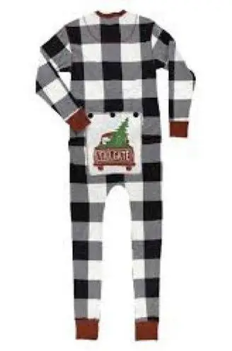 NWT LazyOne Flapjacks Black & White Plaid Onesie Jumpsuit Pajamas