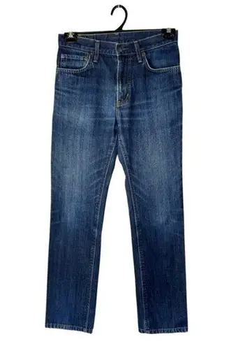 Edwin Jeans Women 29 Blue Medium Wash Distressed Japanese Denim Straight Leg 402