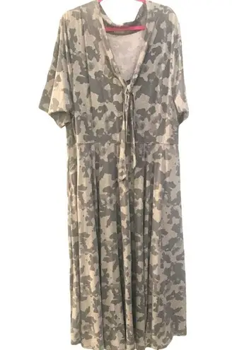 Eshakti Wayward Fancies  Custom Grey Camo Maxi Dress with Low Back Keyhole Tie 2X