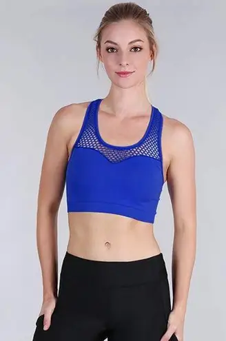 NIKIBIKI New Blue Netted Racerback Workout Sports Bra