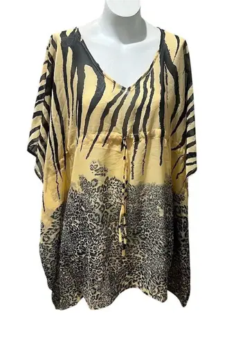 SR Fashion Women's Animal Print Tunic Multicolor One Size Casual Summer Yellow