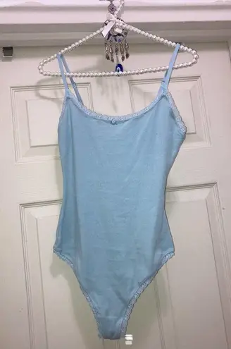 SKIMS Size Large Pointelle bodysuit sky blue NWT  LOGO