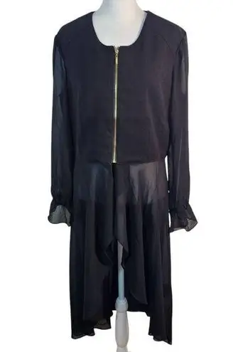 Simply Noelle Black Chiffon and Knit Zip-Up Jacket NWT Size Small/Medium