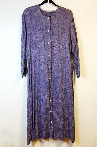 Bryn Walker Vintage Dress Purple Midi Button Front Jacquard Dress Tie Sz M GUC