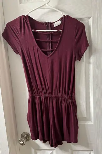 Glitz Maroon V Neck Romper