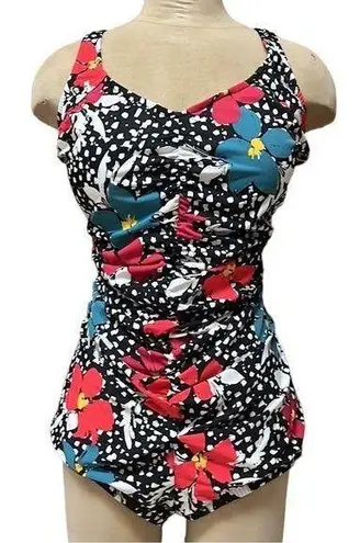 Womens Floral Swimsuit One Piece Slimming 22W 2X New Red