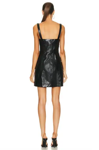 Jonathan Simkhai Standard Abra patent crinkle vegan leather bustier dress XS NWT Black