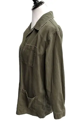 Topshop  Lightweight Distressed Utility Shirt Jacket Army Green Size 4