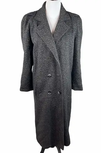 New York Girl Long Peacoat Black White Size 8