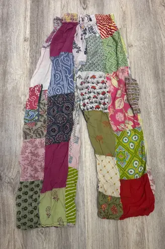 Vintage Jackpot New York Patchwork Pants 90s Y2K Boho Festival Cotton Size Small Pink