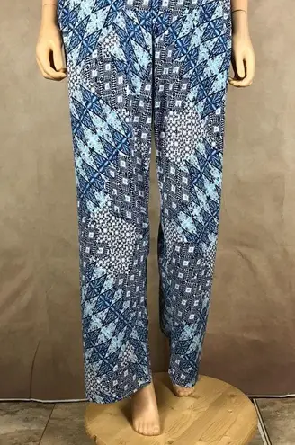 MELISSA MASSE Blue Geometric Print Knit Jumpsuit NEW Size 1X