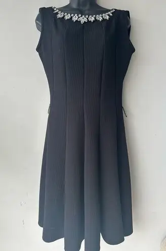 Haani Womens Black Rhinestone Round Neck Sleeveless Dress Size PS