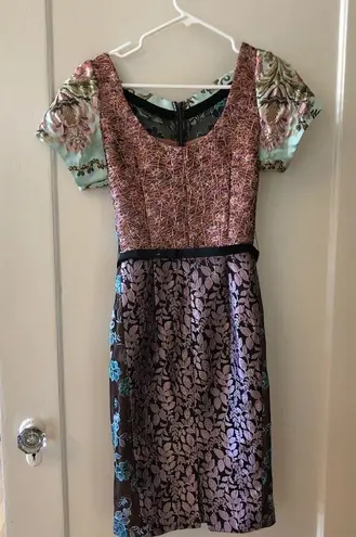 Anthropologie Beguile by Byron Lars Pierced Brocade Dress sz 0 XS Pink