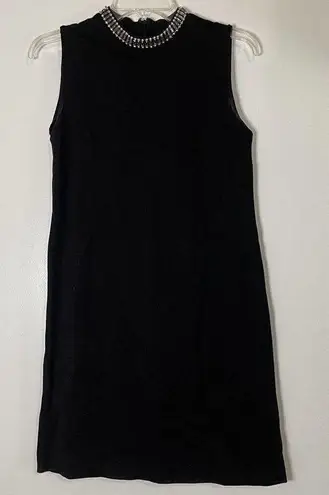 Adrienne Vittadini black sleeveless jeweled collar cocktail mini dress size US 2