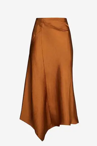 Reiss Aspen Satin Slip Skirt in Cinnamon Brown Size 10