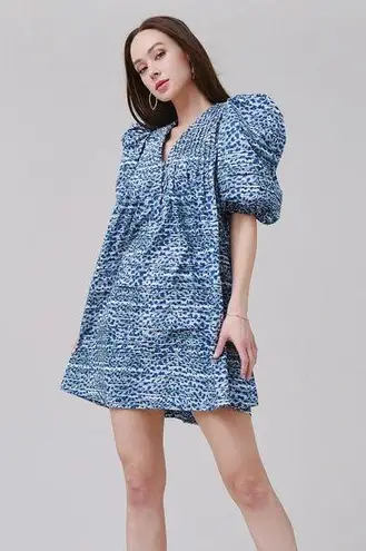 Hunter Bell Blue Jenkins Dress Puff Sleeve