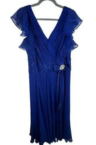 KM Collection By Milla Bell Royal Blue Flutter Sleeve Floor Length Dress Size 16