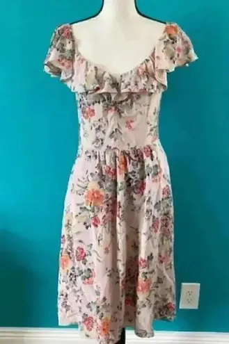Rebecca Taylor marlena floral silk ruffle dress in size 8