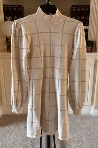 Crystal Doll Crystall Doll Women's Metallic Windowpane Print Turtle Neck