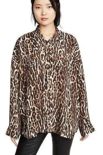 R13 Leopard Oversized Cowboy Shirt