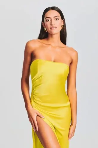 SER.O.YA Dalia Strapless Silk Maxi Dress Citric Womens Size Small Yellow