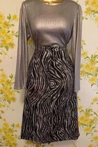 Zebra print high waist slit midi Skirt size L Size L