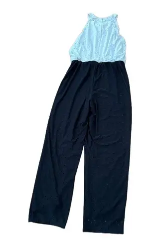 London Times Sleeveless Eyelet Contrast Jumpsuit keyhole opening size medium