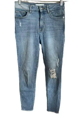 DL1961 Farrow Insta Slim Distressed Ankle Raw Hem Denim Jeans