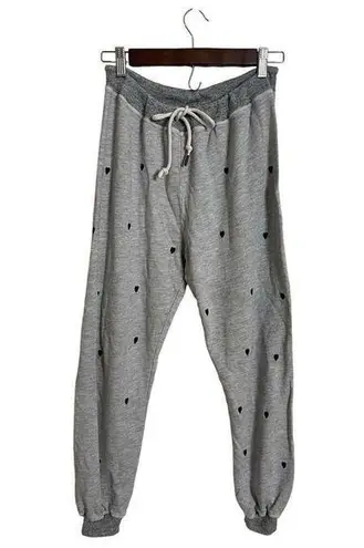 The Great. The Cropped Sweatpants Embroidered Heart Gray Womans Small