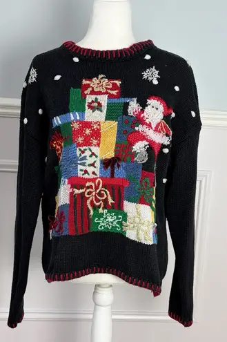 Tiara International VINTAGE Christmas Sweater Size Small Whipstitch Embroidered