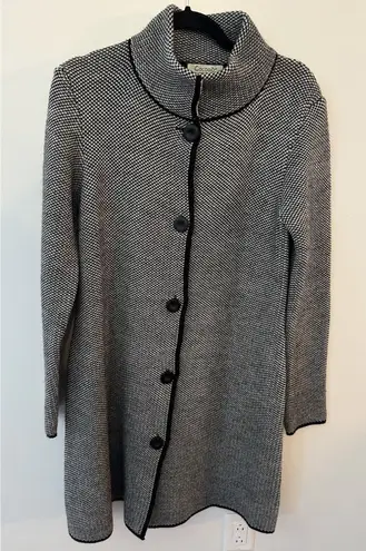 Cocogio Wool Sweater Made In Italy Women's Large Cardigan Button Up Black/White Black - Image 1