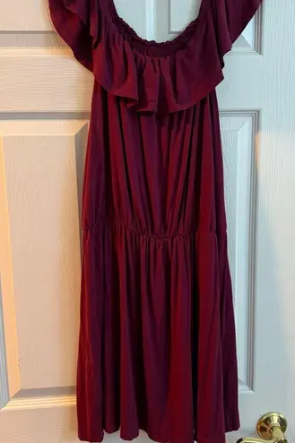 Red Ruffled Ruched Maxi Sundress Size 2X