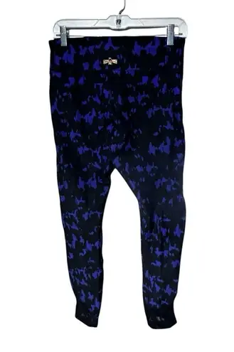 Warrior Danica Patrick NWT Blue and Black Patterned Leggings Lace Trim Medium
