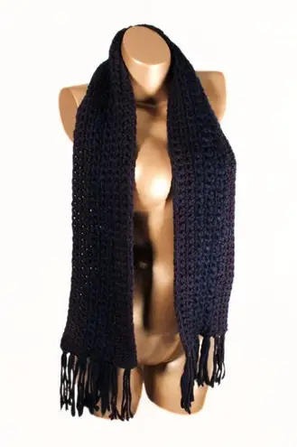 Vintage 2000s Thick Knitted Royal Purple & Dark Blue Scarf Academia