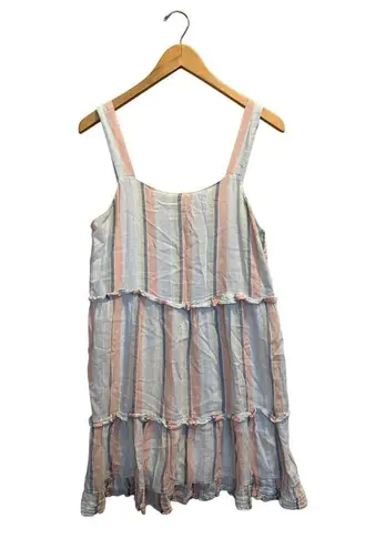Rails Sandy Linen Blend Ruffle Mini Summer Sundress Women’s Sz L Biarritz Stripe