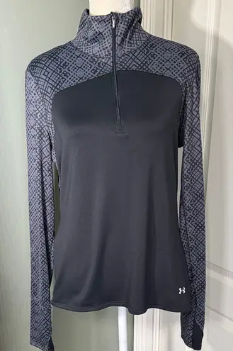 Under Armour  ColdGear Fitted 1/4 Zip Pullover Black Gray Pattern Women’s XL