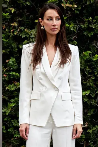 Veronica Beard NWOT Jagger Dickey Crystal-embellished Satin-crepe Blazer Size 12